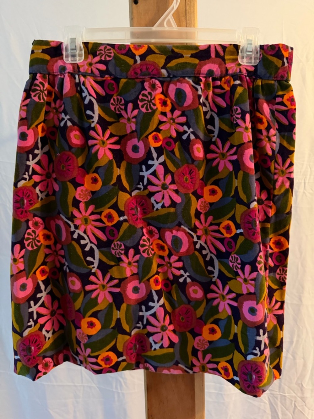 VTG Handmade Floral Print A-Line Skirt - Pink Multi